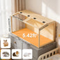 Large Wooden Hamster Cage Clear Tempered Glass Pet Small Animal Habitat Cage Playful Hutch House