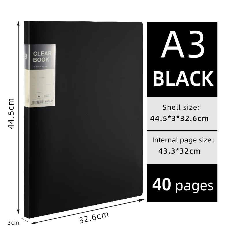 A3 Side-Entry Art Portfolio for Students - Painting Folder, Poster, Sketch Paper, Insert Pockets, Certificate Holder 20-60Pages