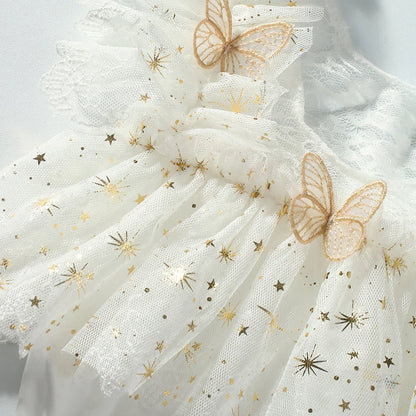 Baby Girl Outfit  Newborn Photography Princess Tutu Butterfly Glitter Star Lace Romper with Pearl Headband Infant Photo Props