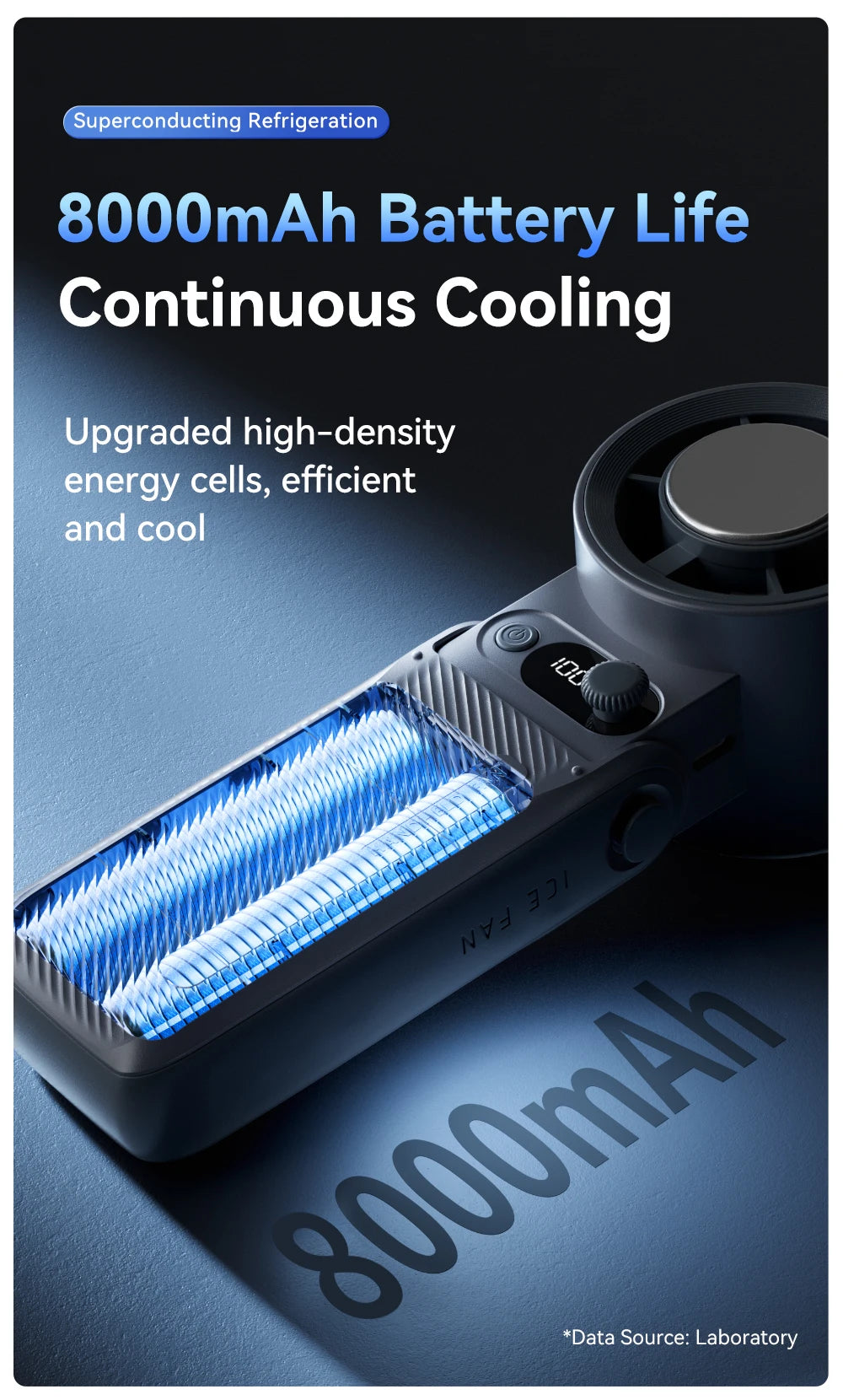 Portable Handheld Fan Strong Wind 199 Gear Wind Speed LED Digital Display Adjustable Outdoor 3-in-1 Handheld Fan 8000mAh F5PRO