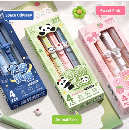 4 Pcs/Set Creative Pull-Type Erasable Gel Pens Blue Ink 0.5mm ST Erasable Pen for School Student Exam Writing Stationery