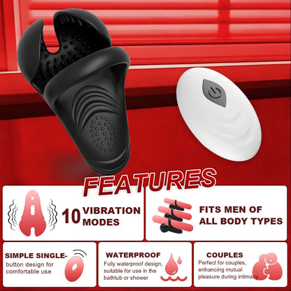 Penis Cock Ring Male Vibrator Perineal  Stimulator 10 Vibrating  Ejaculation Delay 360° Wrapping Testicle Adult Sexy Toy