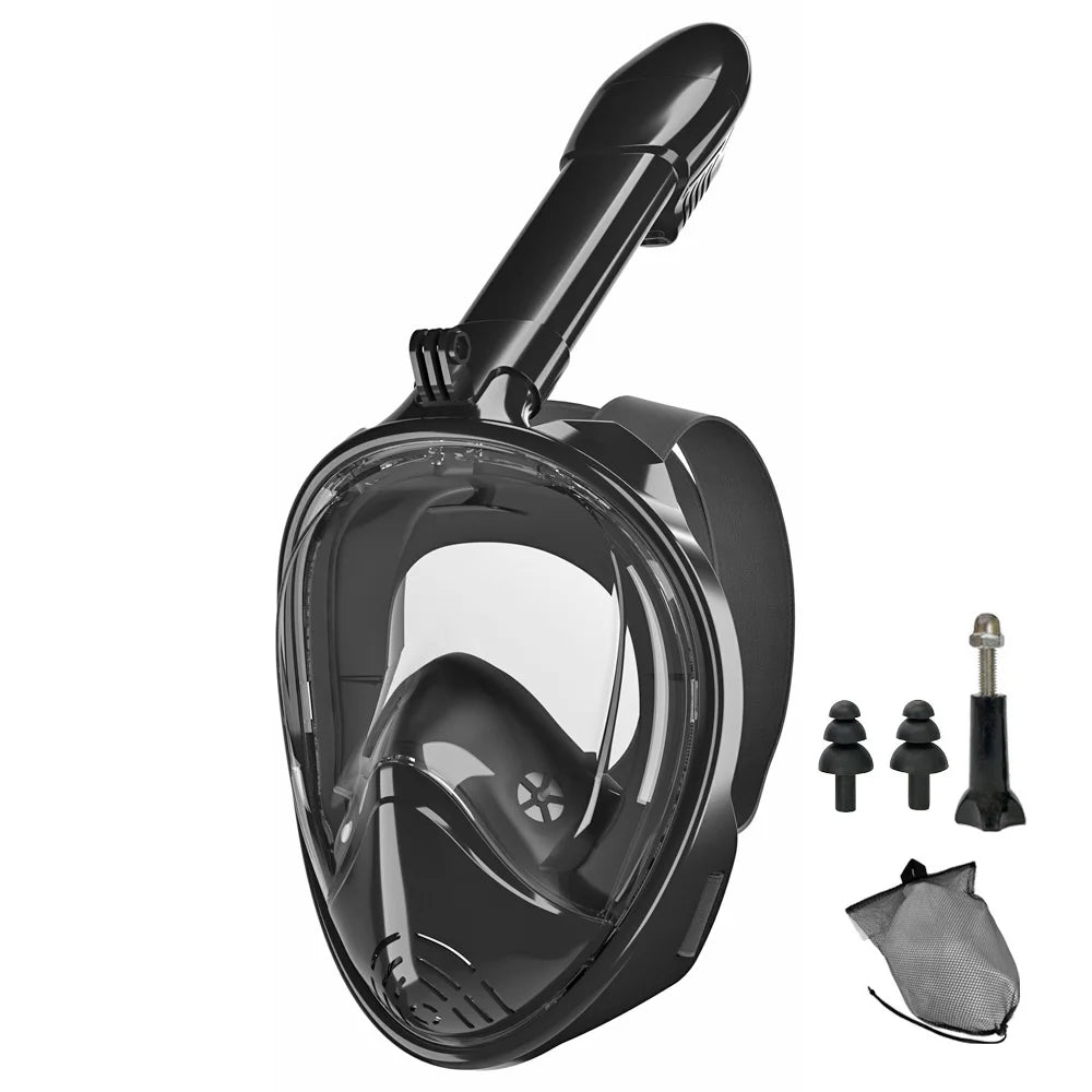Full Face Snorkel Mask Silicone Diving Mask Full Dry Panoramic With Camera Holder Large Frame Swimming Goggles Set For Adults
