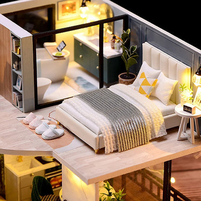 Doll House Kit 3D Wooden Mini DollHouse Assembly Building with Furniture Kit Toy For Birthday Gift 3D Puzzle Handmade Home Decor