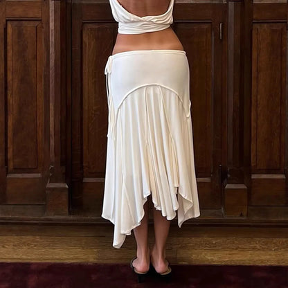 Casual Irregular Lace Up Skirts Women’s Fashion Sexy Low-Waisted Solid Skirts 2026 New Summer Beach Fashion Streetwear Ladies