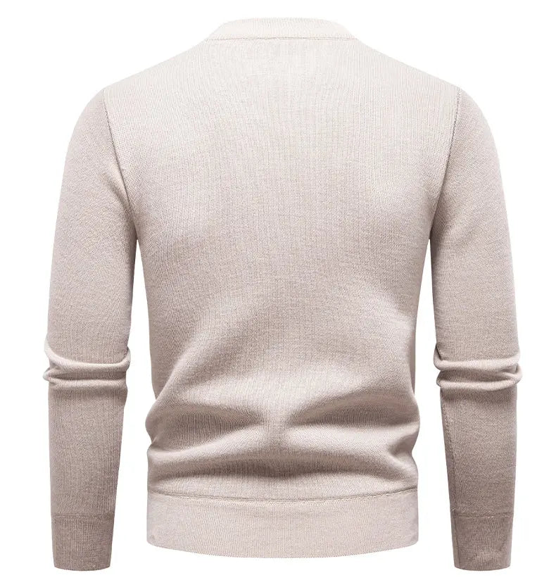 New Sweater Men Casual Knitted Pullover Solid Color Warm Regular Fit Round Neck Sweater Pullovers Mens Sweatwear
