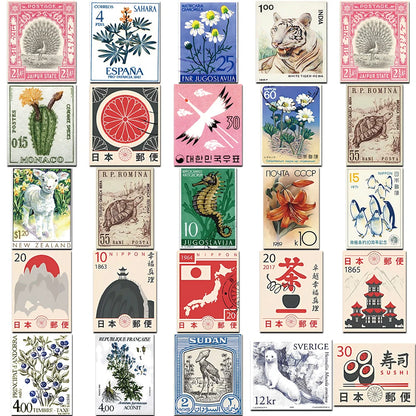 10/30/50pcs Retro Stamp Cartoon Stickers Decals Waterproof Graffiti Stationery Phone Case Laptop Artsy Aesthetic Sticker Packs