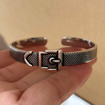 100% Solid 925 Sterling Silver Metal Bracelet for Women Vintage Handmade Simple Retro Black Stone Bracelet Birthday Gift Party