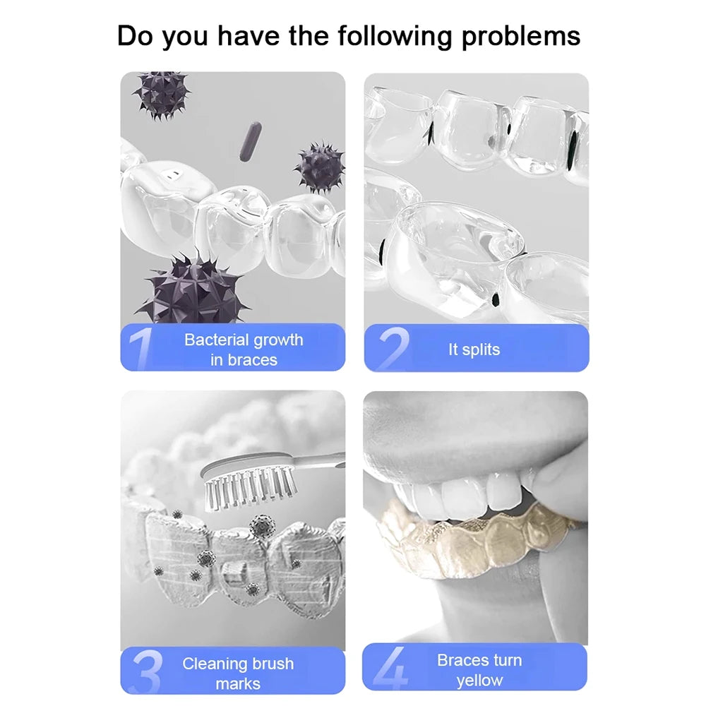 Portable Electric Vibration Cleaner Dental Braces Cleaning Machine Multi-function Cleaner For Jewelry Dentures Retainer 2026 New