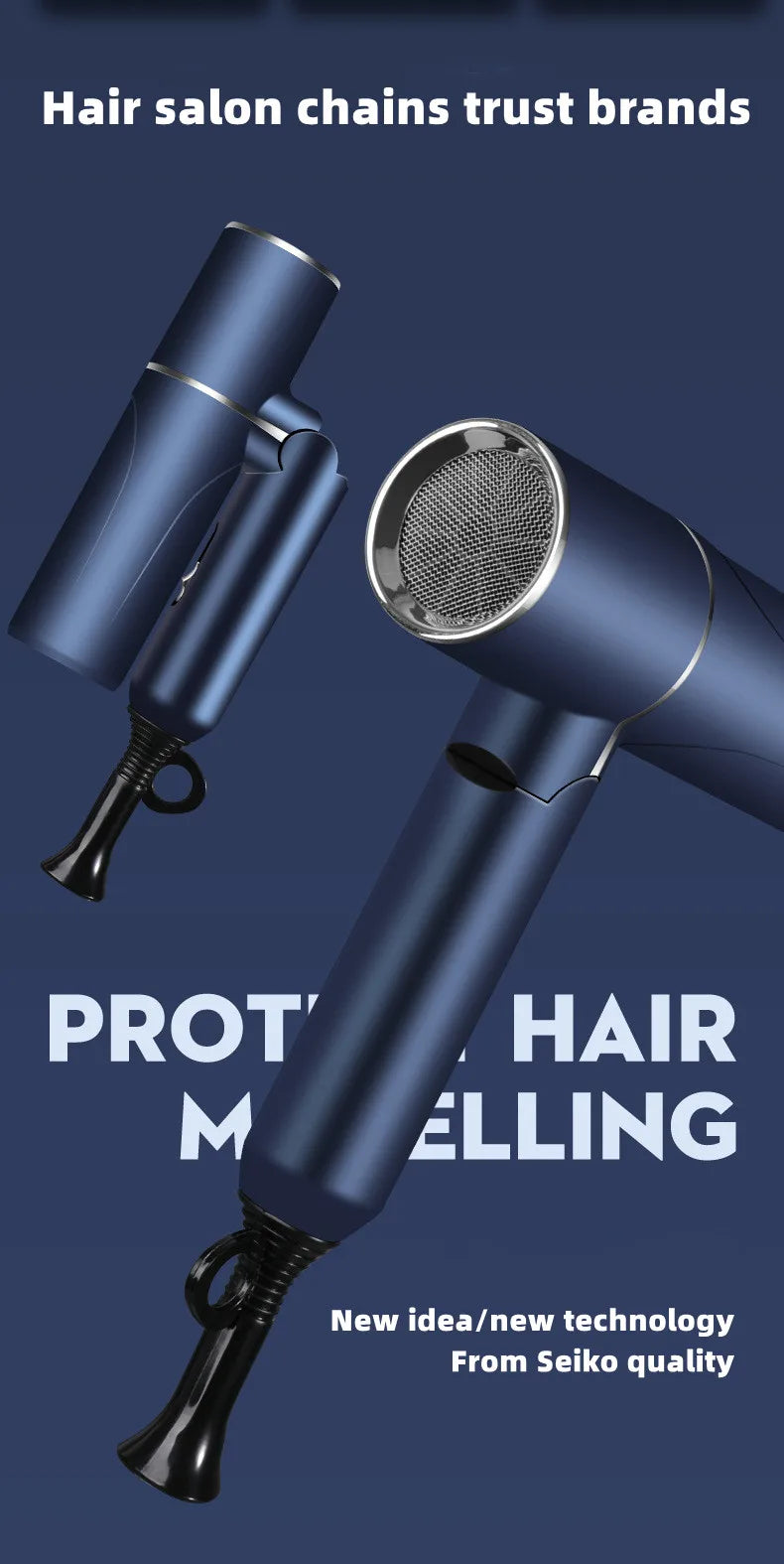 Hot Selling Professional Hair Dryer Negative Ion High Power Blue Light Foldable Electric Hair Dryer Salon Hair Tools Home