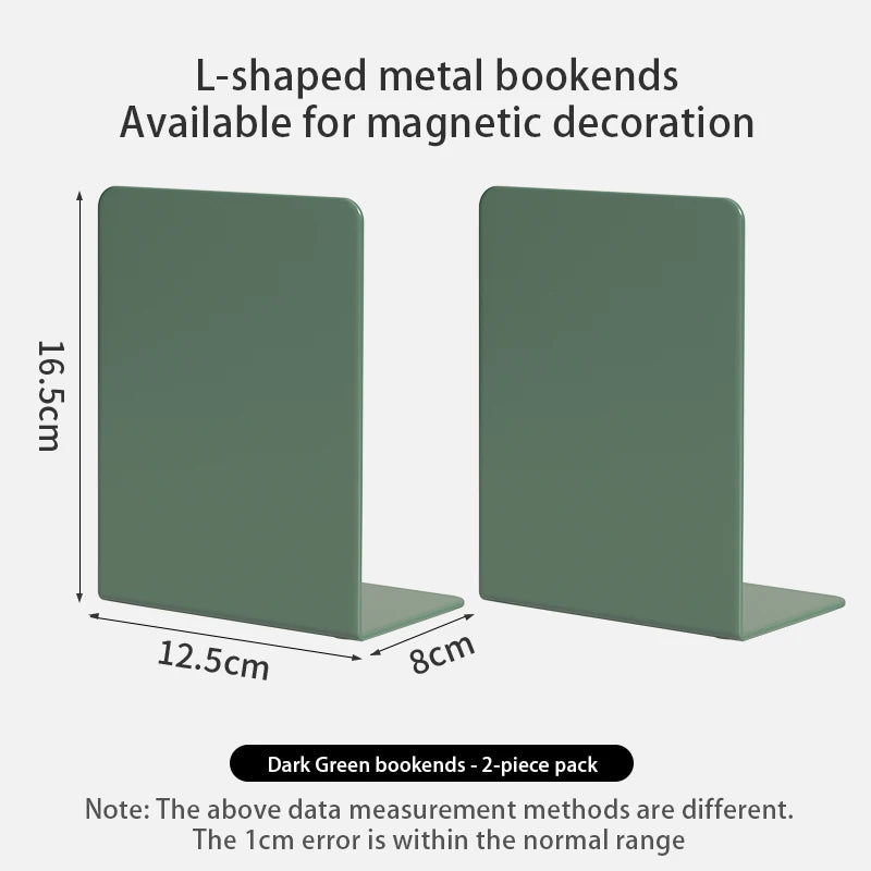 Bookends 6 Pair, White Metal Book Ends, Bookends for Shelves, Book Stopper for Heavy Books, Book Dividers for Home Office