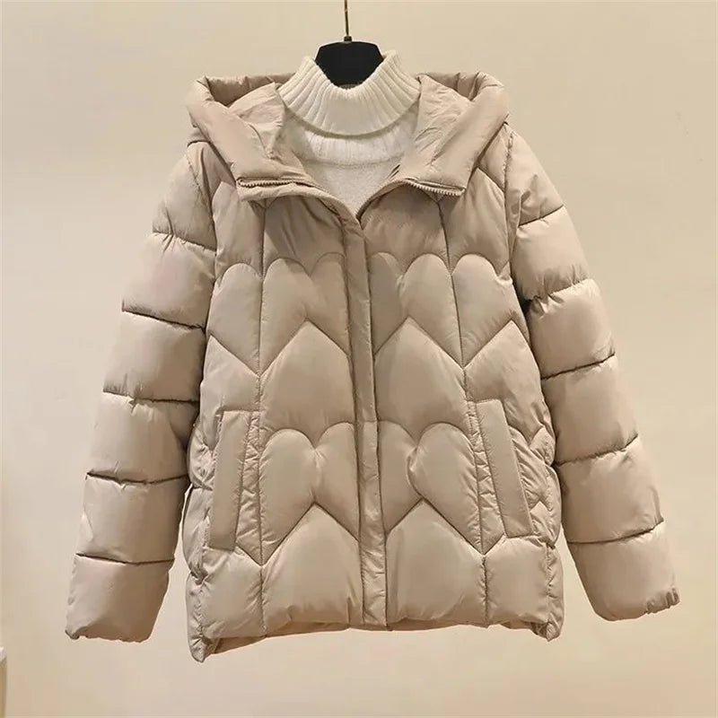 2025 New Style Korean Fashion Winter Jacket Short Down Bread Service Woman Snow Wear Puffer Coats Loose Warm Parkas Hooded Outwe