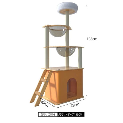 Large Pet Nest Wooden Climbing Frame Bamboo Wood Color Four Seasons Universal Cat Delivery Room Indoor Outdoor Play Tower