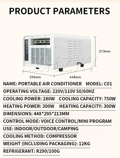 Dual-mode air conditioner with mosquito net and cooling function Outdoor portable air conditioner Electric auxiliary heating pet