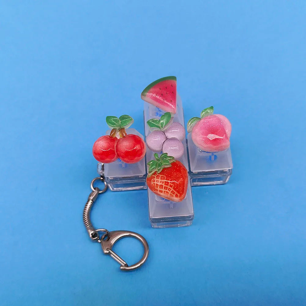 Keycap Keychain Mobile Phone Pendant Fruit Kawaii Keyring Fingertip Decompression Novelty Pop Fidget Toy Valentine Holiday Gift