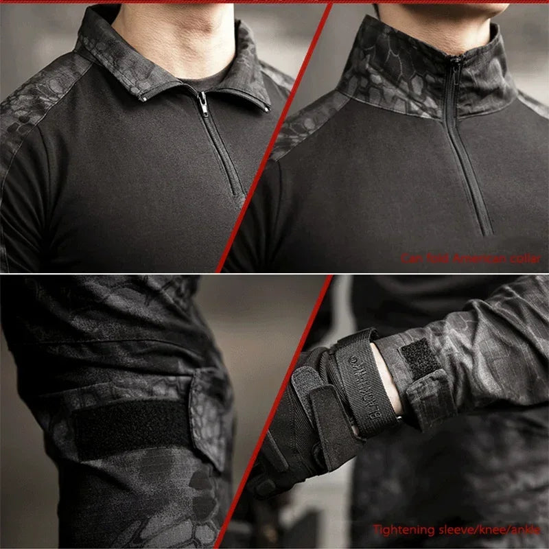Green Tactical Suits Outdoor Uniform Men Clothing Training Suit Hunting Shirts Cargo Pants Paintball Mens Sets Wear Resistant