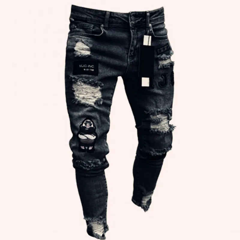 2024 Men Jeans Solid Pockets Stretch Denim Straight Pants Spring Summer Business Casual Trousers Daily Streetwear Men's Clothing
