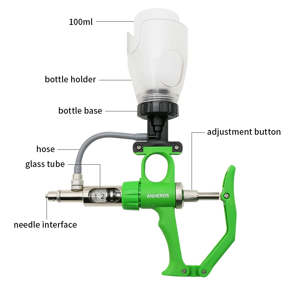 Veterinary Injection Syringe  With Bottles Automatic Pig Goat Cow Continuous Syringe Multifunction Liquid Feeding