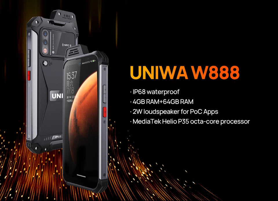 UNIWA W888 ATEX Explosion-proof IP68 Smartphone 4GB 64GB Andriod 11 6.3 Inch NFC Cellphone Walkie Talkie 4G Mobile Phone