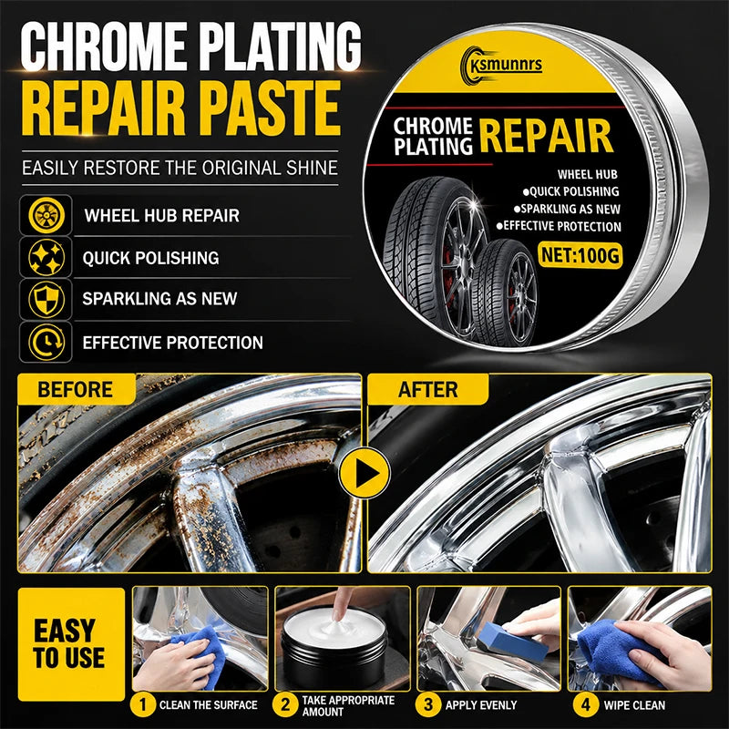 100g Universal Alloy Wheel Repair Kit, Rim Scratch and Wear Repair Paste with Oxidation Protection and Polishing Cream