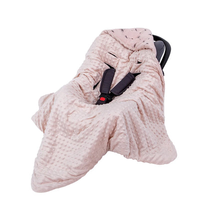 Newborn Baby Blanket In Baby Car Seat Basket 0-3 Months Swaddle Wrap With Windproof Hooded For Outside Travel Boys Girls