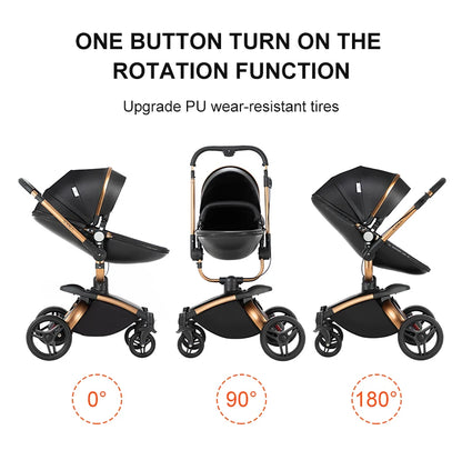 Baby pram Lightweight stroller Baby carriage PU 3in1 stroller Baby stroller 3-in-1 Baby carriage strollers for baby light carts
