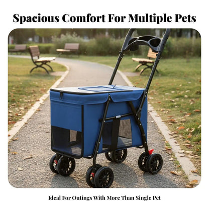 Dog Stroller Foldable Lightweight Sturdy Oxford Material for Travel