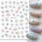 3d Nail Art Decals Elegant White RoyalBlue Roses Flowers Adhesive Sliders Nail Stickers Decoration For Nail Manicure