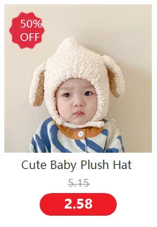 Cartoon Baby Plush Hat Winter Warm Infant Beanie Cap with Ears Autumn Cute Solid Color Kids Boy Girl Earflap Hats Bonnet Gorras