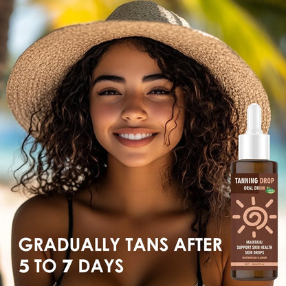 Vegan Sugar-Free Tanning Drink 60ml Natural Oral Drops Watermelon Flavor Sun-Kissed Glow Boost from Within Skin Care