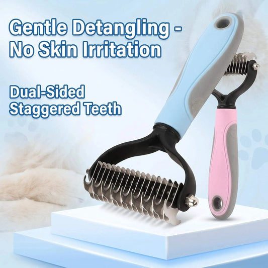 Pet Dog Detangler Dual Side Pet Dematting Comb Dog Cat Knot Remover Brush Undercoat Deshedding Grooming Tool for Long Short Hair