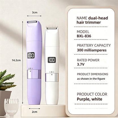 Trimmer for Women 2 in 1 Double Head Epilator Portable Electric Razors Bikini Shaver for Body Leg Underarm Hair Remover Trimmer