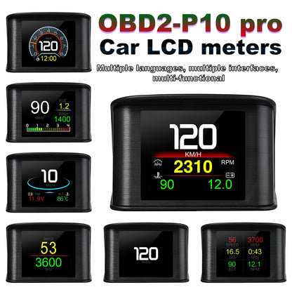 HD P10-PRO OBD2 HUD Car Head Up Display Digital Speedometer Auto On-board Computer With Speed RPM Temperature Voltage Alarm