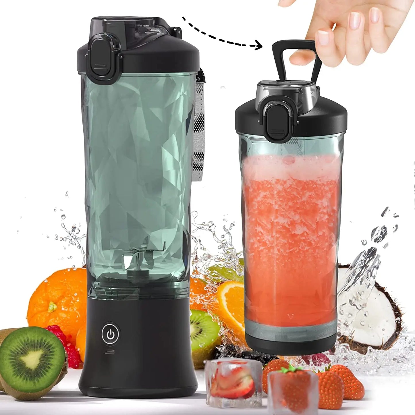 New Portable Blender 600ML Electric Juicer Fruit Mixers 4000mAh USB Rechargeable Smoothie Mini Blender Personal Juicer colorf