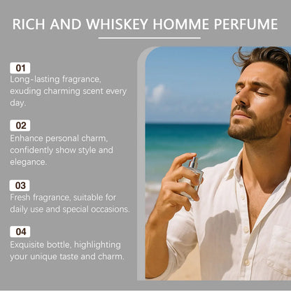 Roxelis Whiskey Scent Perfume Exude Elegance Lasting Charm Boost Confidence Light Fragrance Level Fragrance Spray for Men 50ml
