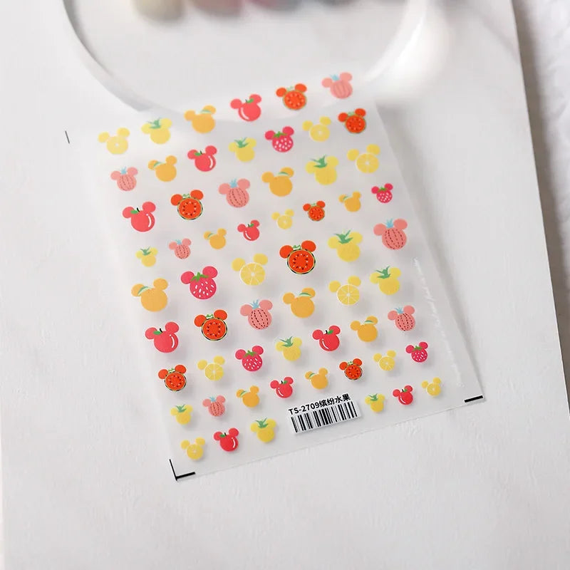 Fresh Sweet Fruits Strawberry Cherry Bowknot Love Heart Lemon 5D Nail Art Stickers Self Adhesive Decorations Nail Manicure Decal