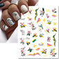 3d Nail Art Decals Elegant White RoyalBlue Roses Flowers Adhesive Sliders Nail Stickers Decoration For Nail Manicure