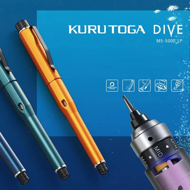 Japan Uni Kuru Toga DIVE Spin Mechanical Pencil M5-5000 Automatic Core/lead Self-revolving 0.5mm Advanced Drawing Art Stationery