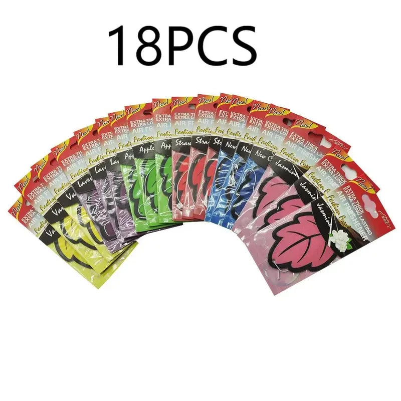 3-60pcs Car Air Freshener Natural Scented Tea Paper Auto Hanging Vanilla Perfume Fragrance Leaf Shape Car Accessories Interior