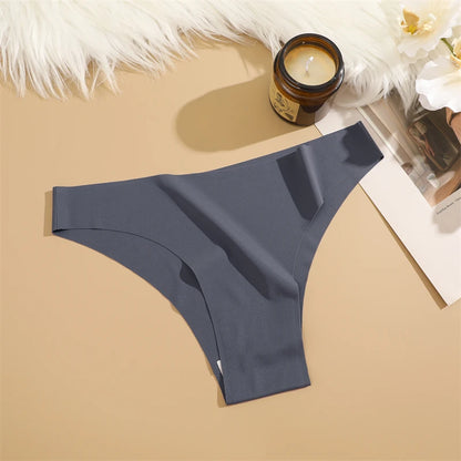 3Pcs Ultra-thin Seamless Silk Underwear Women's Panties Sexy Low-Waist Stretch Bikini Solid Color Briefs Lingerie XS-XXL Fashion