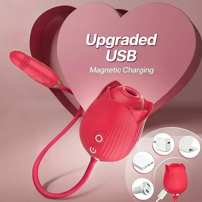 3in1 Thrusting Anal Vibrator Female Rose Sucking Clitoris Stimulator Dildo Licking Vagin Massager Masturbator Sex Toys for Women