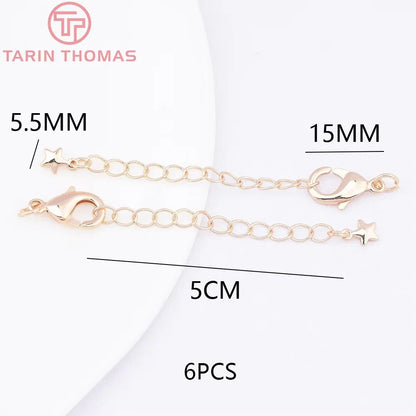 (3564) Full Length 85MM 24K Gold Color Plated Brass Extender Chain with Lobster Clasps High Quality Jewelry Accessories