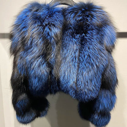 YOLOAgain Women's Natural Fox Fur Jacket 2025 Winter Warm Luxury Real Fox Fur Coat
