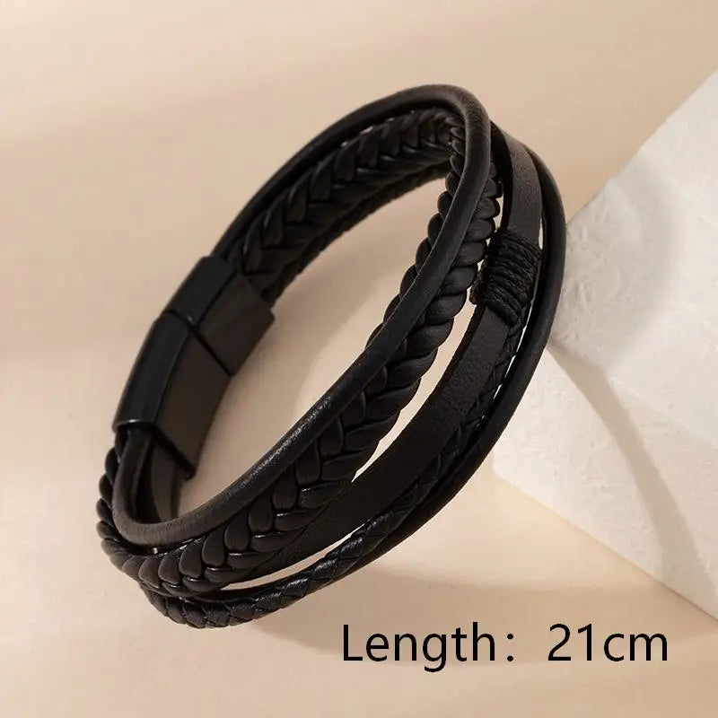 Men Genuine Leather Bracelets Multilayer Braided Rope Bracelets for Man Jewelry Bracelet Homme