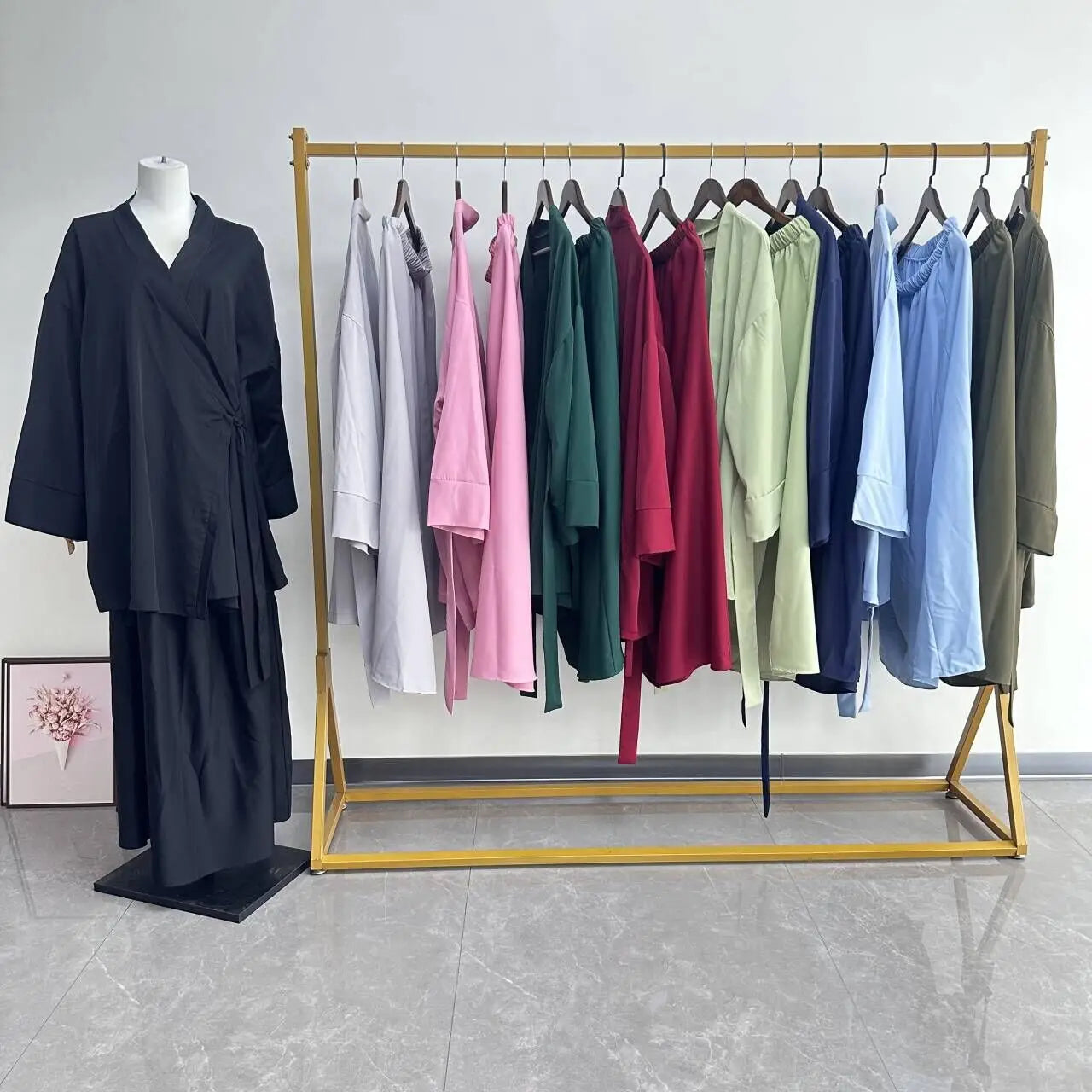 Nida Co Ord Set Kimono with Straps Skirt Ramadan Eid Islamic Cloting 2 Piece Sets Muslim Women Modest Dresses Ensembles Musulman