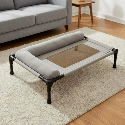 Elevated Pet Bed All-Season Use Raised Dog and Cat Bed Pet Cot Sturdy Frame With Pillow Support for Felines, Travel