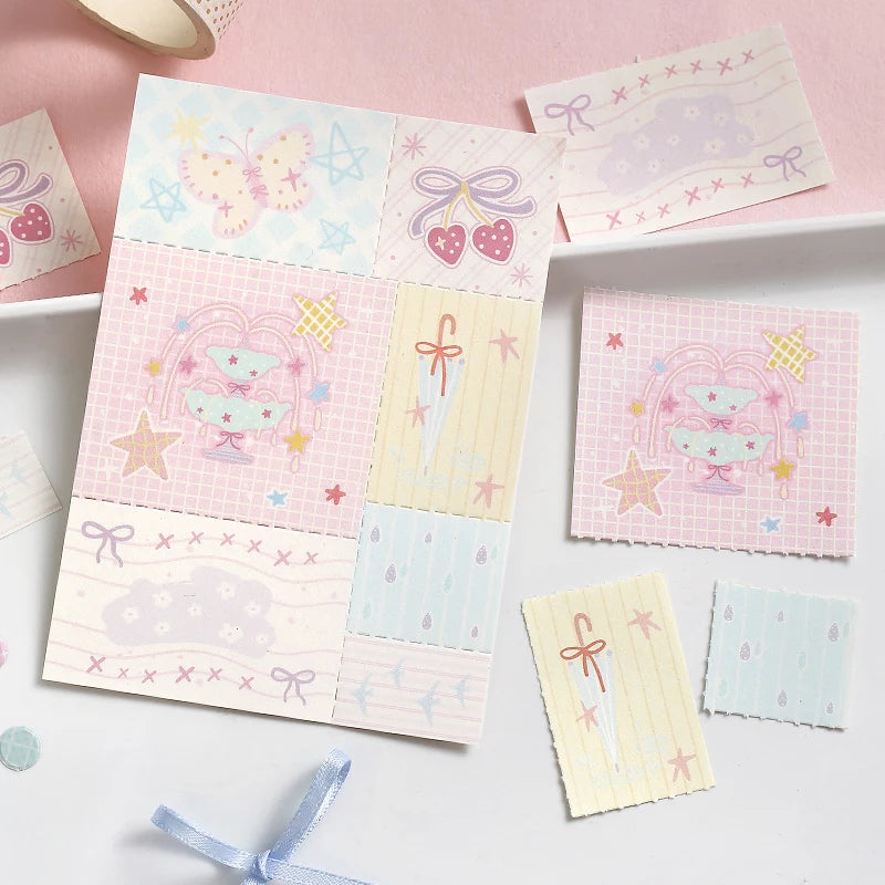 50sheets Dreamy Town Series Kawaii Ins Cute Handbooks Decoration Message Notes DIY Handmade Scrapbook Aesthetic Supplies
