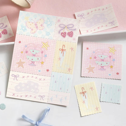 50sheets Dreamy Town Series Kawaii Ins Cute Handbooks Decoration Message Notes DIY Handmade Scrapbook Aesthetic Supplies