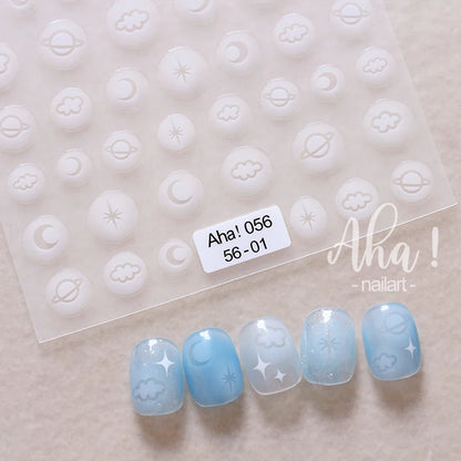 White Bloom Translucent Hollow Butterfly Heart Nail Sticker Press on Nails Decals Hollow Heart Star Moon Shape Sticker Sliders