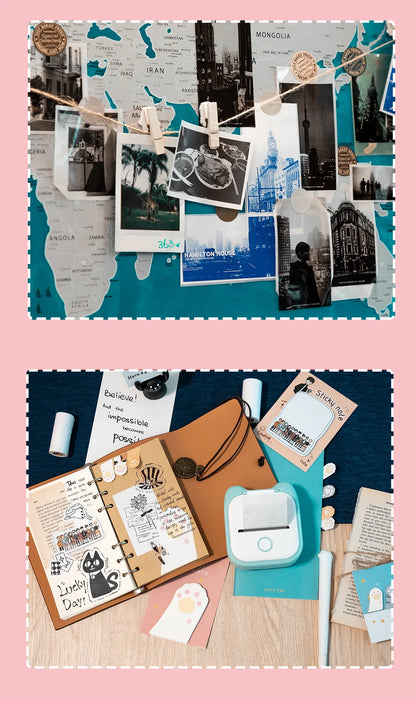 Phomemo Self-adhesive Sticker Paper for T02/M02X Portable Printer Thermam Paper Label Sticky DIY Photo Text Study Notes Printing